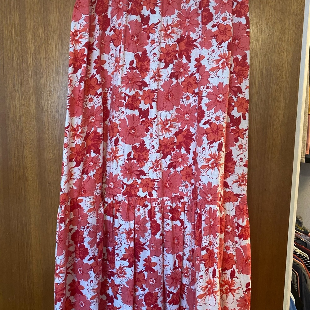 Lucky Brand Floral Red and White Women's Maxi Skirt